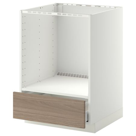 Напольный шкаф для духовки, с ящиком МЕТОД / МАКСИМЕРА, белый, Брокхульт светло-серый (60x60 см)