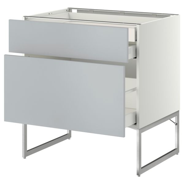 Напольный шкаф 2 фронтальных панели, 2 нижних,1 встроенный ящик МЕТОД / МАКСИМЕРА, белый, Веддинге серый - схема-чертеж с размерами