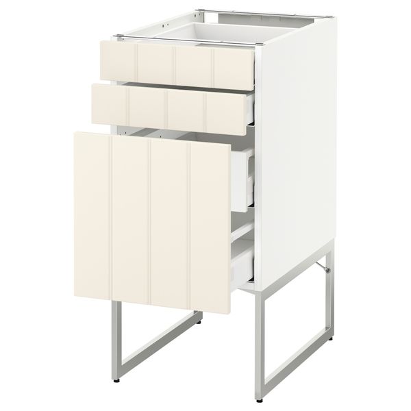 Напольный шкаф 3 фронтальных панели, 2 нижних, 2 средних ящика МЕТОД / МАКСИМЕРА, белый, Хитарп белый с оттенком - схема-чертеж с размерами
