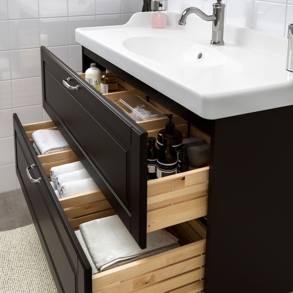Шкаф для раковины с 2 ящ, Кашён темно-серый, ХАМНШЕР смеситель 102x49x68 см IKEA ГОДМОРГОН / РЭТТВИКЕН 192.934.04 - фото 2