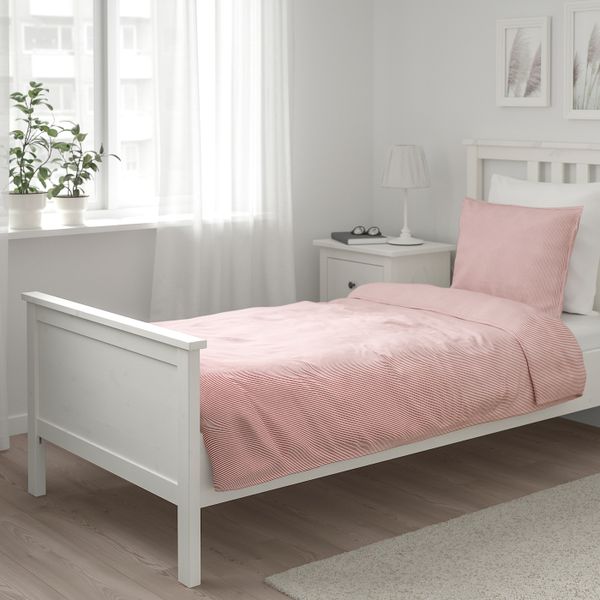 Пододеяльник и 1 наволочка, белый, красный/полоска 150x200/50x70 см IKEA BERGPALM БЕРГПАЛМ 804.676.69 - фото 5