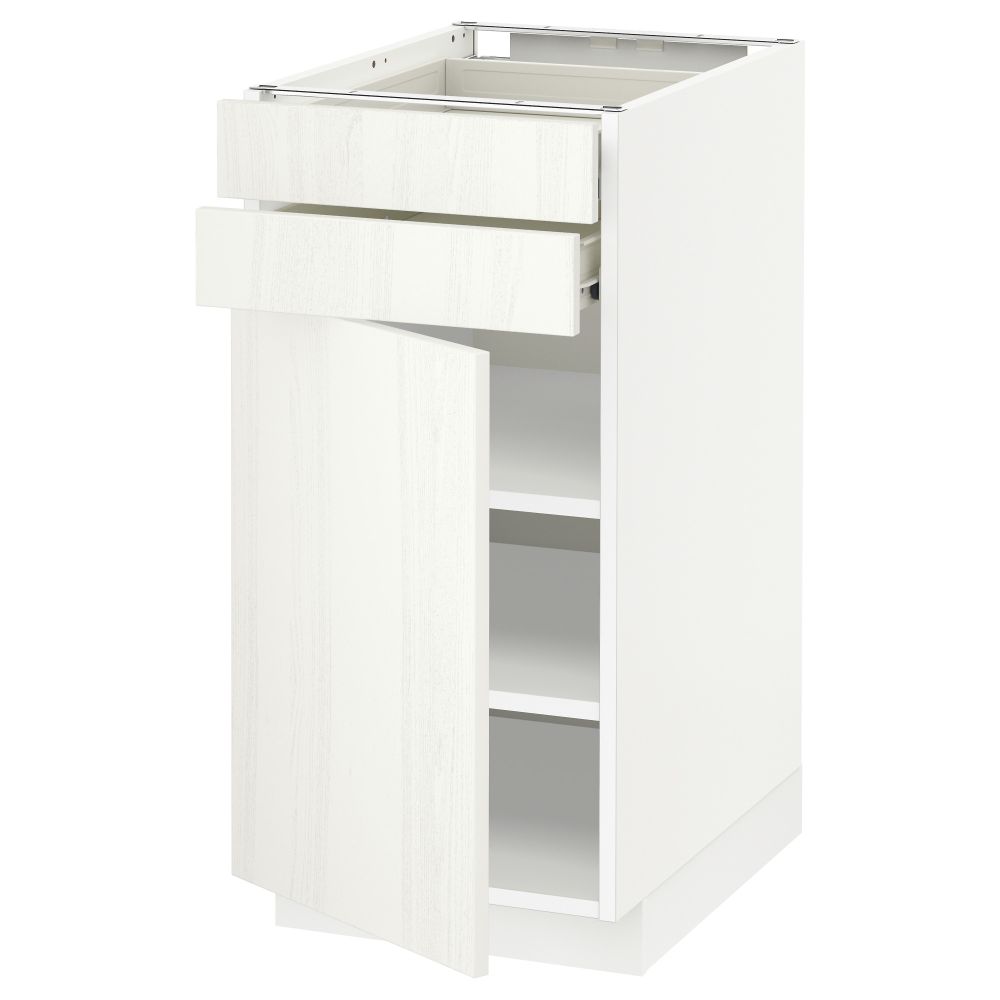 Напольный шкаф с дверцей, 2 ящиками МЕТОД / ФОРВАРА, белый, Росдаль белый - схема-чертеж с размерами