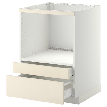 Напольный шкаф для комбинирования СВЧ, ящики МЕТОД / МАКСИМЕРА, белый, Рингульт кремовый (60x60 см)