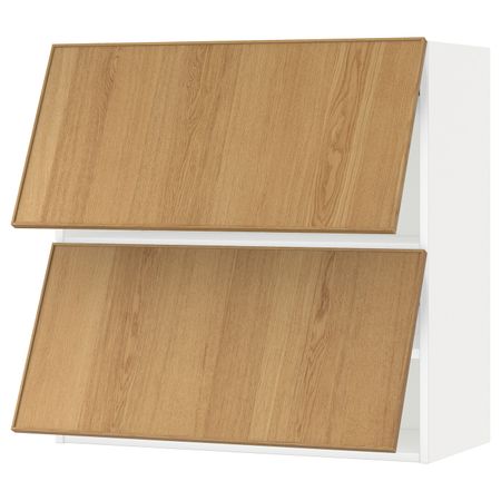 Навесной шкаф, 2 дверцы, горизонтал, белый/Экестад дуб 80x80 см IKEA METOD МЕТОД 893.916.94