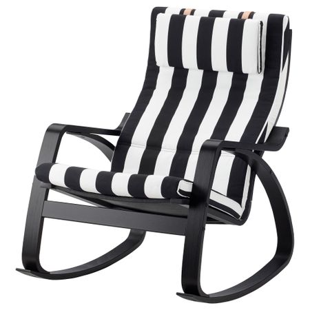 Кресло-качалка ПОЭНГ, черно-коричневый, Стенли черный/белый