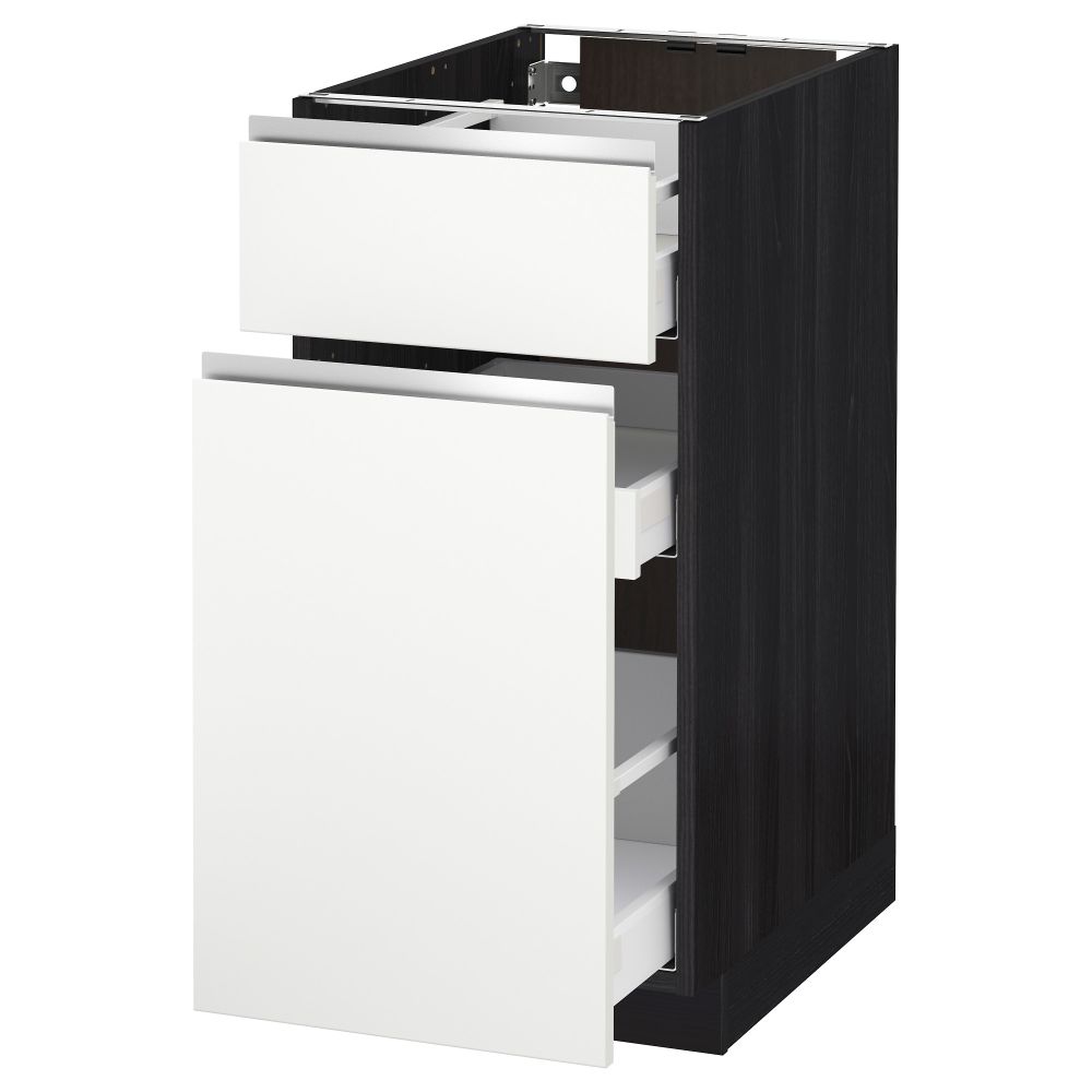 Напольный шкаф, выдвижной секцией, ящик МЕТОД / МАКСИМЕРА, черный, Нодста белый - схема-чертеж с размерами