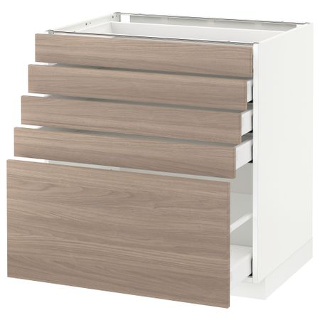 Напольный шкаф с 5 ящиками МЕТОД / МАКСИМЕРА, белый, Брокхульт светло-серый