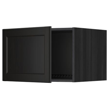 Верхний шкаф на холодильник, морозильник МЕТОД, черный, Лаксарби черно-коричневый