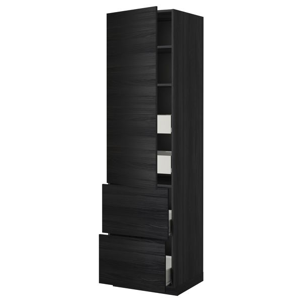 Высокий шкаф + полки, 4 ящика, 2 дверцы МЕТОД / ФОРВАРА, черный, Тингсрид черный - фото 1