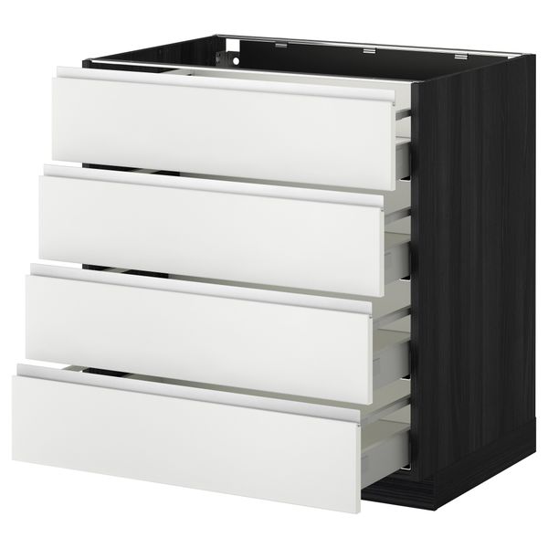 Напольный шкаф 4 фронтальных панели, 4 ящика МЕТОД / МАКСИМЕРА, черный, Нодста белый - схема-чертеж с размерами