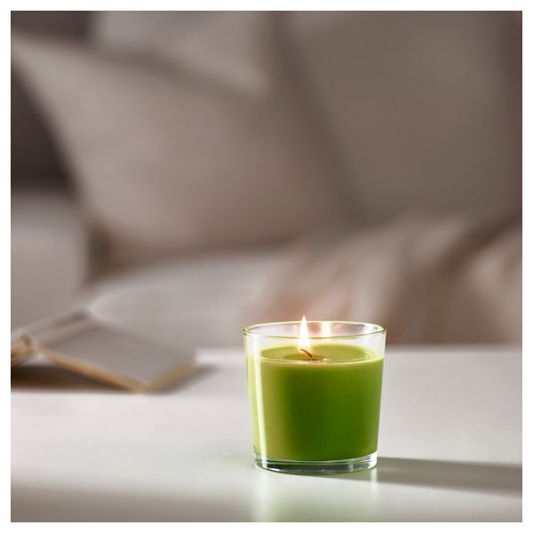 Ароматическая свеча в стакане СИНЛИГ, Зеленое яблоко зеленый, зеленый (9 см) - фото 2