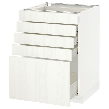 Напольный шкаф с 5 ящиками МЕТОД / ФОРВАРА, белый, Росдаль белый