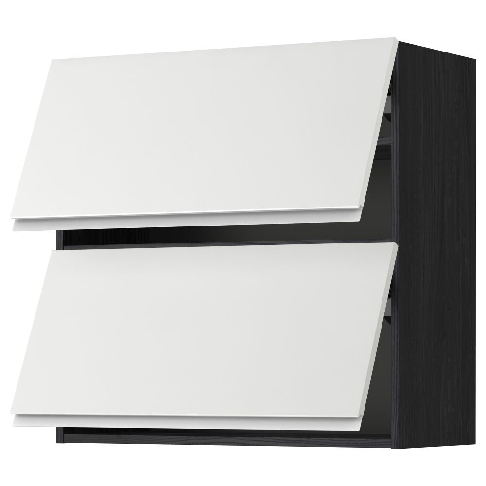 Навесной шкаф, 2 дверцы, горизонтальный МЕТОД, черный, Нодста белый - схема-чертеж с размерами