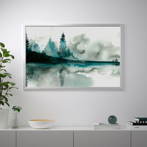 Картина с рамой, Акварель/цвет алюминия 78x118 см IKEA БЬЁРКСТА 292.984.82 - схема-чертеж с размерами