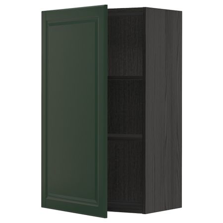 Шкаф навесной с полкой, черный/Будбин темно-зеленый 60x100 см IKEA МЕТОД 593.131.98