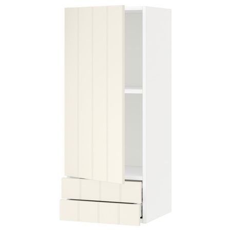 Навесной шкаф с дверцей, 2 ящика, белый/Хитарп белый с оттенком 40x100 см IKEA METOD МЕТОД / MAXIMERA МАКСИМЕРА 292.306.56