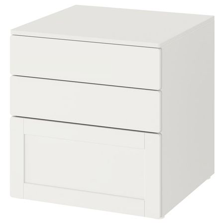 SMÅSTAD / PLATSA Комод с 3 ящиками - белый белый/с рамой 60x57x63 см