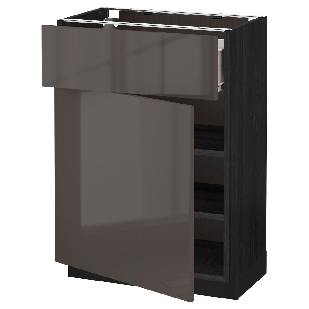 Напольный шкаф с ящиком, дверью МЕТОД / ФОРВАРА, черный, Рингульт серый - схема-чертеж с размерами