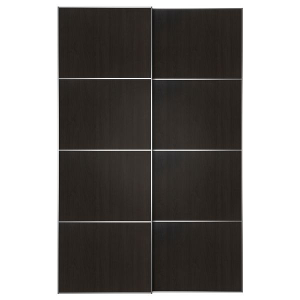 Пара раздвижных дверей ВОЛЬДА, черно-коричневый, цвет алюминия - схема-чертеж с размерами