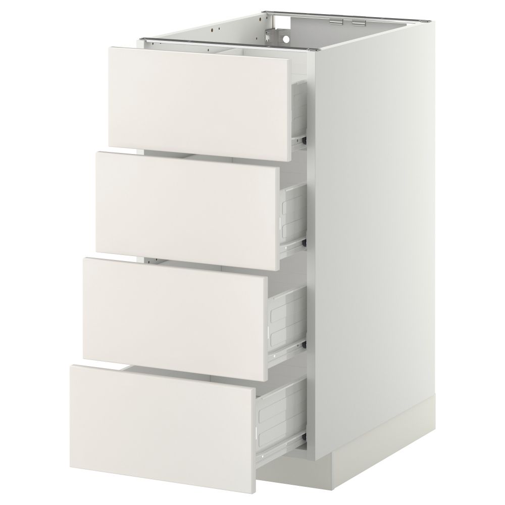 Напольный шкаф 4 фронтальных панели, 4 ящика МЕТОД / ФОРВАРА, белый, Веддинге белый - схема-чертеж с размерами