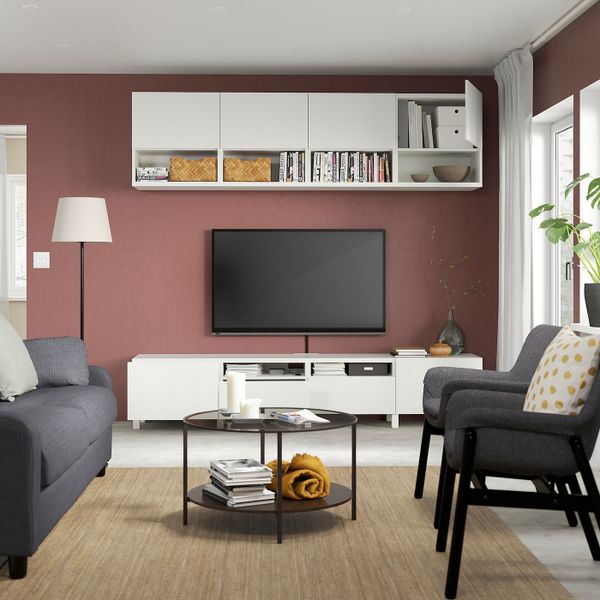 Шкаф для ТВ, комбинация, белый/тиммер/стуббар белый 240x42x230 см IKEA BESTÅ БЕСТО 494.365.38 - фото 2