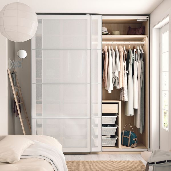 4 панели для рамы раздвижной дверцы, белый под бумагу 75x236 см IKEA SVARTISDAL СВАРТИСДАЛЬ 804.832.78 - фото 2