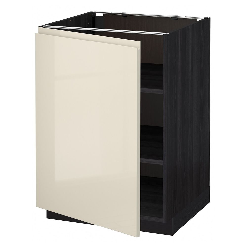 Напольный шкаф с полками, черный, Воксторп глянцевый светло-бежевый 60x60 см IKEA МЕТОД 992.245.53 - схема-чертеж с размерами