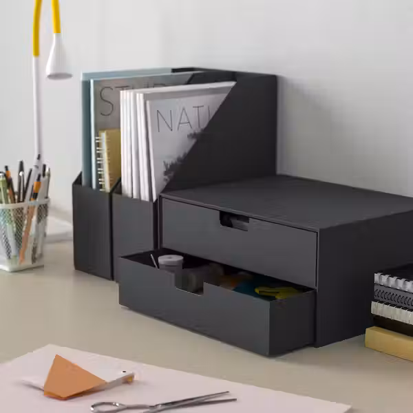 FJÄDERHARV ФЬЕДЕРХАРВ Мини-комод с 2 ящиками - антрацит 32x25 см - фото 5