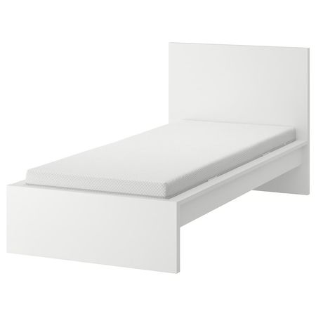 MALM Каркас кровати с матрасом - белый/Åbygda жесткий 120x200 см