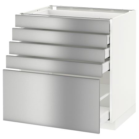 Напольный шкаф с 5 ящиками МЕТОД / МАКСИМЕРА, белый, Гревста нержавеющ сталь