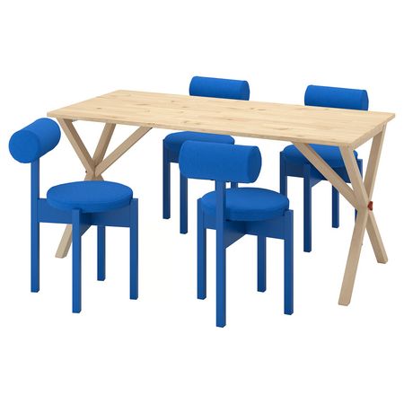 IKEA PS 2026 IKEA PS 2026 Стол и 4 стула - сосна/Knäbäck ярко-синий 156x75 см