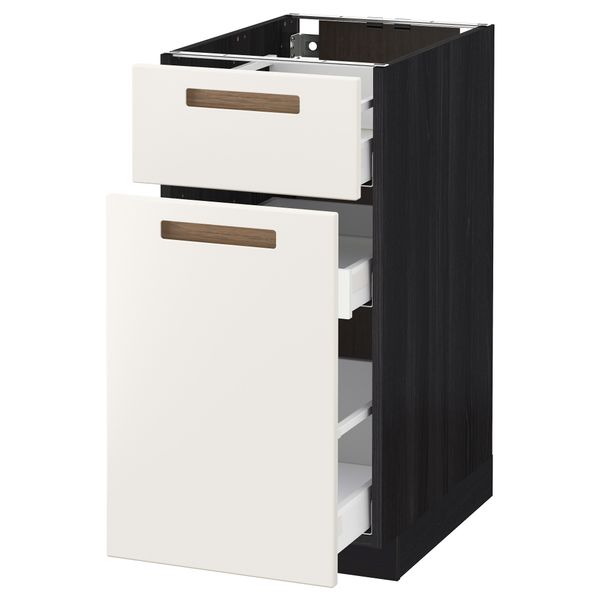 Напольный шкаф, выдвижной секцией, ящик МЕТОД / МАКСИМЕРА, черный, Мэрста белый - схема-чертеж с размерами