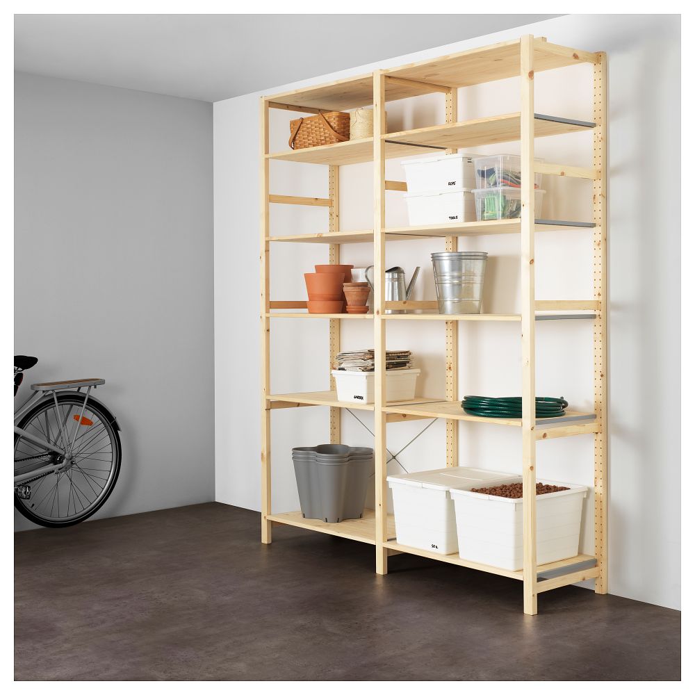 2 секции, полки ИВАР, сосна (174x50x226 см) - фото 1