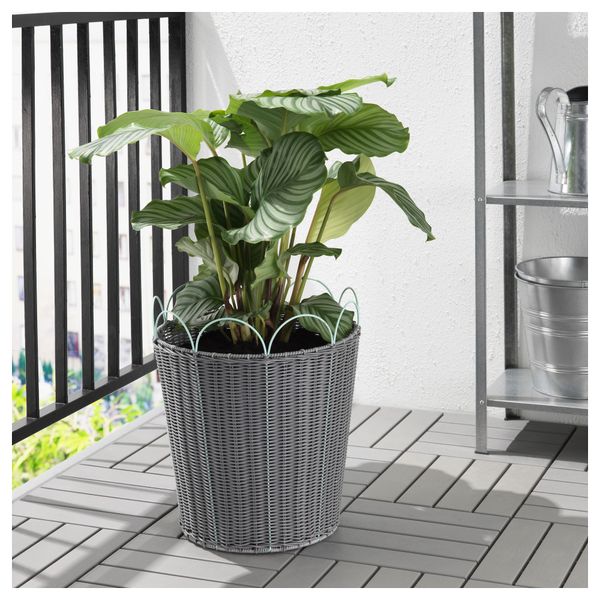 Кашпо СОЛРОСФРО, д/дома/улицы серый, зеленый - схема-чертеж с размерами