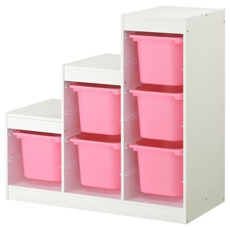 Комбинация для хранения, белый, розовый 99x44x94 см IKEA ТРУФАСТ 892.221.30