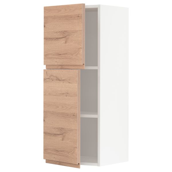Навесной шкаф с полками, 2 дверцы, 40x100 см, белый, Voxtorp под дуб IKEA METOD МЕТОД 794.657.65 - фото 1