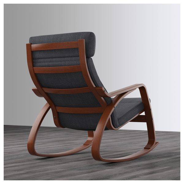 Кресло-качалка ПОЭНГ, классический коричневый, Хилларед антрацит - схема-чертеж с размерами