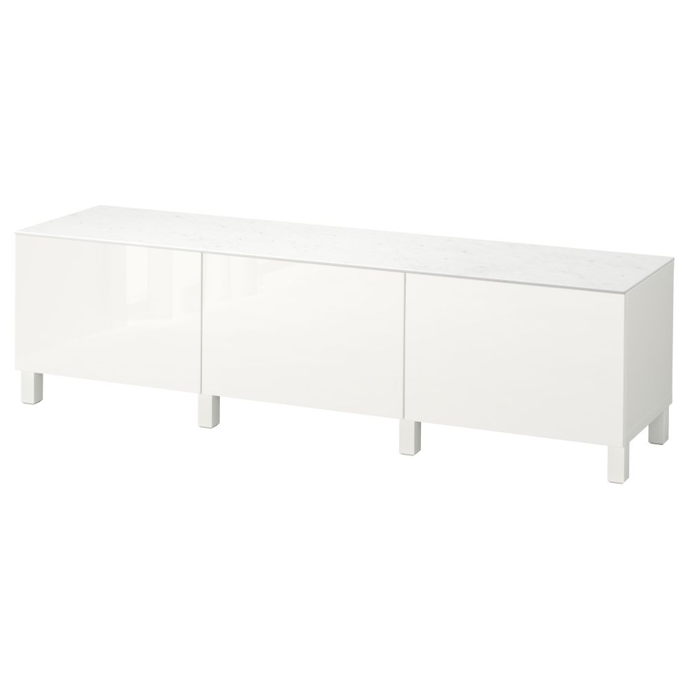 Комбинация для хранения с ящиками БЕСТО, белый, Сельсвикен глянцевый/белый (180x42x48 см) - фото 1