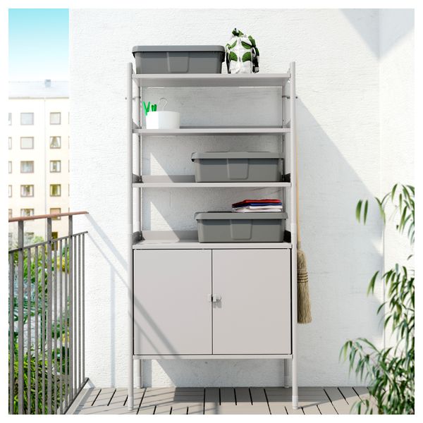 Шкаф+стеллаж для дома/сада ХИНДЭ, серый (78x158 см) - фото 4