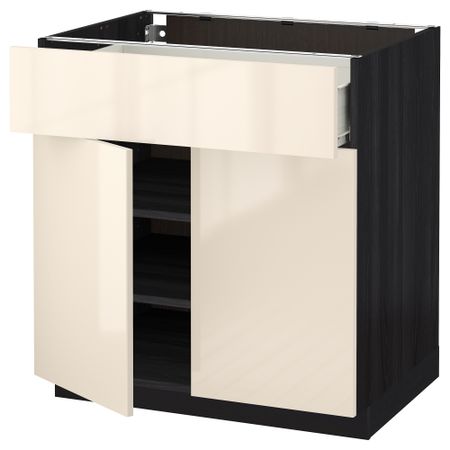 Напольный шкаф + ящик, 2 дверцы МЕТОД / ФОРВАРА, черный, Рингульт кремовый