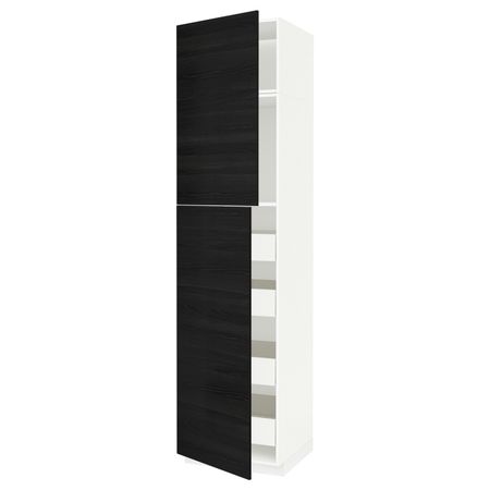 Высокий шкаф/2дверцы/4ящика, белый, Тингсрид черный 60x60x240 см IKEA МЕТОД / ФОРВАРА 793.560.97