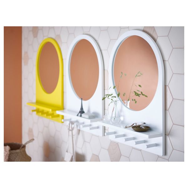 Зеркало с полкой и крючками, желтый 50x68 см IKEA САЛТРЁД 003.692.67 - схема-чертеж с размерами