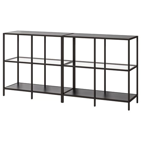 VITTSJÖ Комбинация д/хранения - черно-коричневый/стекло 200x36x93 см