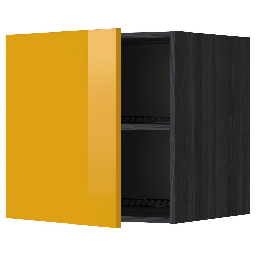 Верхний шкаф на холодильник, морозильник МЕТОД, черный, Ерста желтый - схема-чертеж с размерами