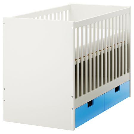 Кроватка детская с ящиками СТУВА, синий (60x120 см)