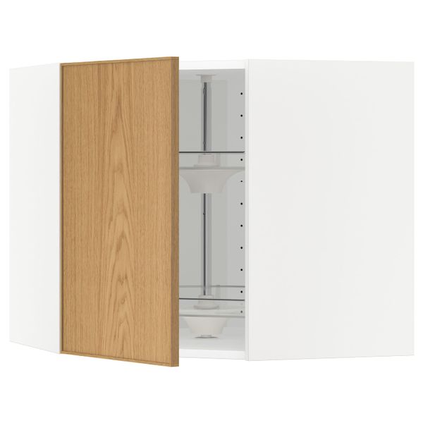 Угловой навесного шкаф с вращающейся секц, белый/Экестад дуб 68x60 см IKEA METOD МЕТОД 392.258.43 - схема-чертеж с размерами