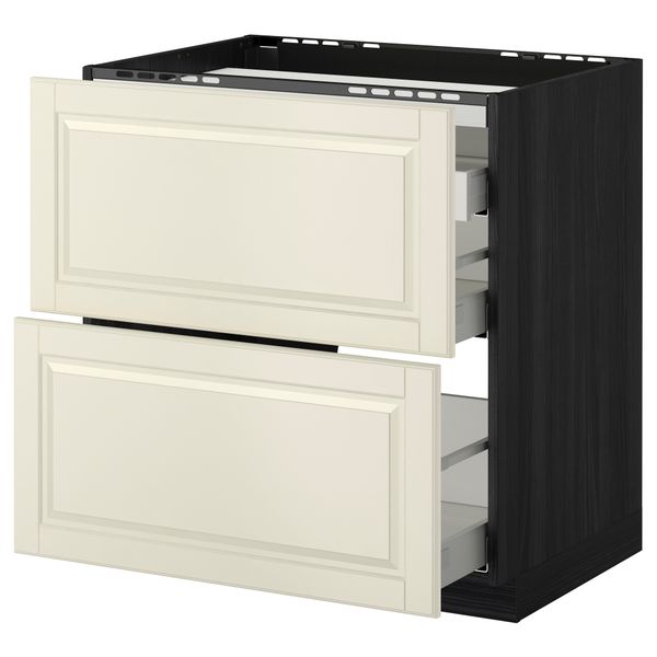 Напольный шкаф, 2 фронтальных панели, 3 ящика МЕТОД / МАКСИМЕРА, черный, Будбин белый с оттенком - схема-чертеж с размерами