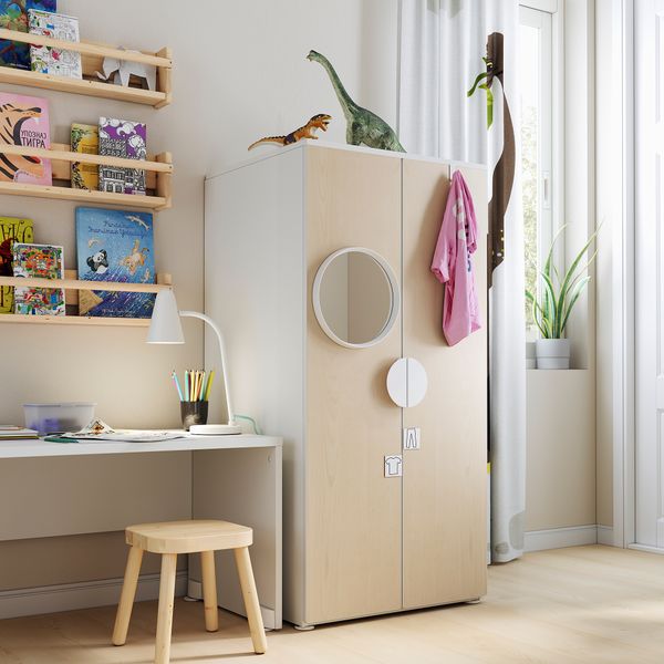 Гардероб, 60x57x123 см, белый, береза IKEA PLATSA ПЛАТСАA ПЛАТСА, SMÅSTAD СМОСТАД 694.301.54 - фото 3