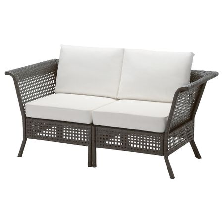 2-местный диван, садовый КУНГСХОЛЬМЕН, черно-коричневый, Кунгсэ белый