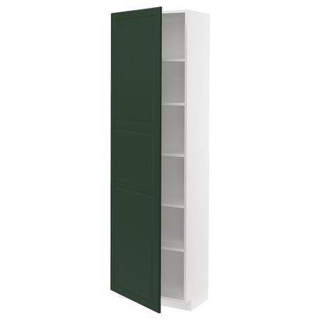 Высокий шкаф с полками, белый/Будбин темно-зеленый 60x37x200 см IKEA METOD МЕТОД 394.446.14